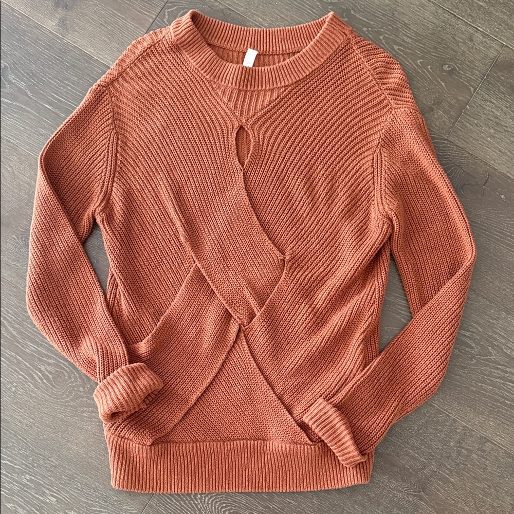 Primi Women's Copper Crew Neck Oversized Sweater with Design Front